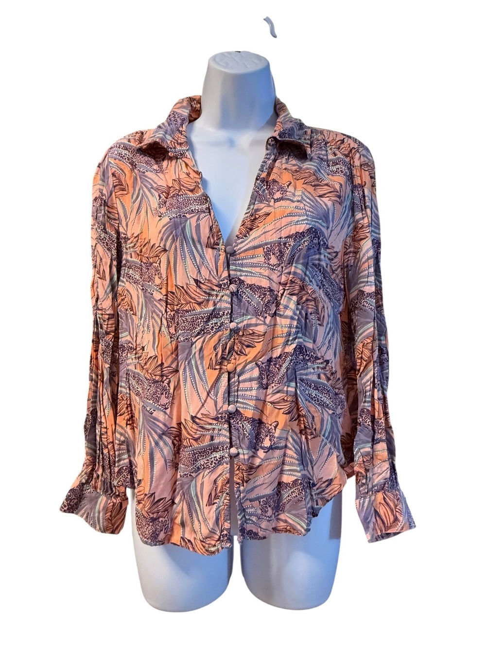 Velvet Heart Women's Button-Up Shirt Tropical Print